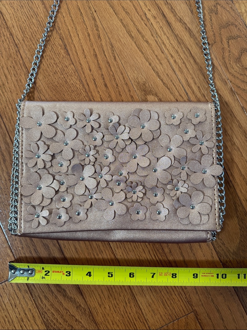 Chelsea28 Rose Gold Floral Applique Chain Crossbody